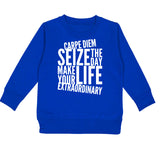 *Carpe Diem Crew Sweatshirt, Royal (Toddler, Youth, Adult)