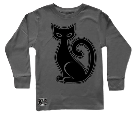 Black Cat Long Sleeve Shirt,  Charcoal (Toddler, youth, adult)