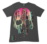 Check Distressed Drip Skull Tee, Charcoal (Infant, Toddler, Youth, Adult)