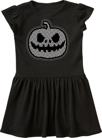 Checker Pumpkin  Dress, Black (Toddler)