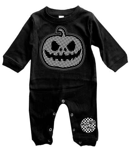 Checker Pumpkin Romper, Black- (Infant)