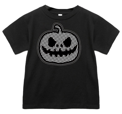 Checkered Pumpkin Tee, Black (Infant, Toddler, Youth, Adult)
