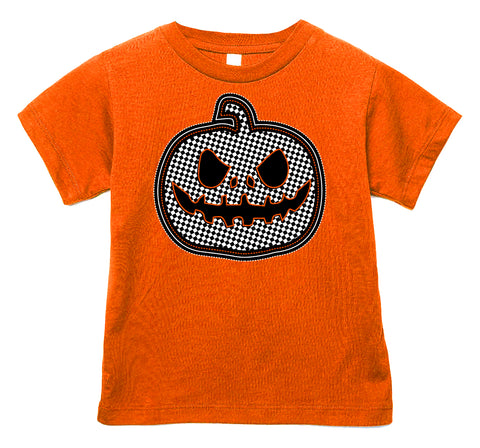 Checkered Pumpkin Tee, Orange (Infant, Toddler, Youth, Adult)