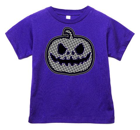 Checkered Pumpkin Tee, Purple (Infant, Toddler, Youth, Adult)