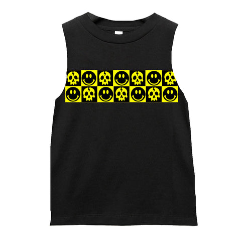 Happy Skelly Muscle Tank,  Black  (Infant, Toddler, Youth, Adult)