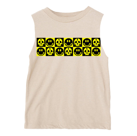 Happy Skelly Muscle Tank, Natural  (Infant, Toddler, Youth, Adult)