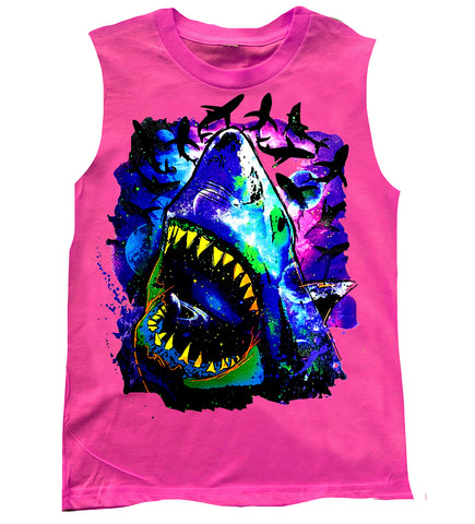 SW-Cosmo Shark Muscle Tank, Hot Pink (Toddler, Youth)