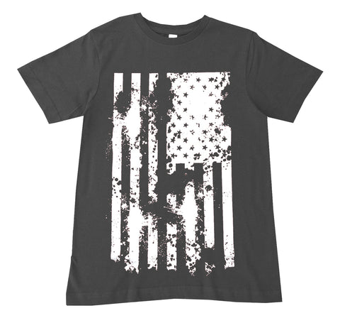 Distressed Flag Tee, Charcoal  (Infant, Toddler, Youth, Adult)