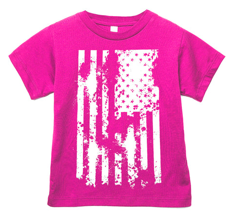 Distressed Flag Tee, Hot PInk (Infant, Toddler, Youth, Adult)