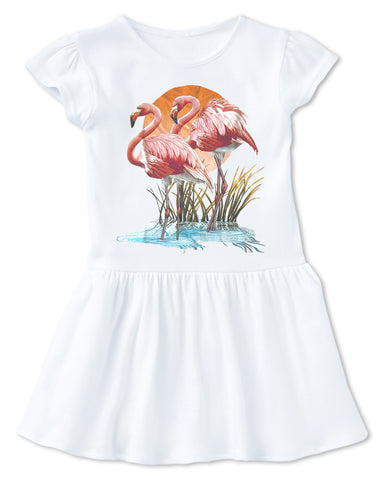 2 Flamingos Dress, White (Infant, Toddler)