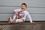 *Marble  Happy Face  Long Sleeve Shirt, White (Infant, Toddler, Youth, Adult)