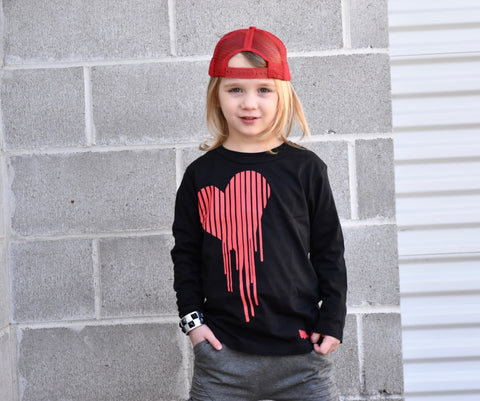 Dripping Heart  LS Shirt, Black (Infant, Toddler, Youth)