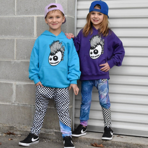 *Skully Checks Hoodie, Turq (Toddler, Youth, Adult)