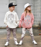 *Marble Check Drip Skull Hoodie, Clay (Toddler, Youth, Adult)