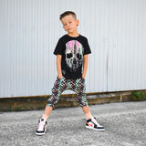 Check Distressed Drip Skull Tee, Black (Infant, Toddler, Youth, Adult)