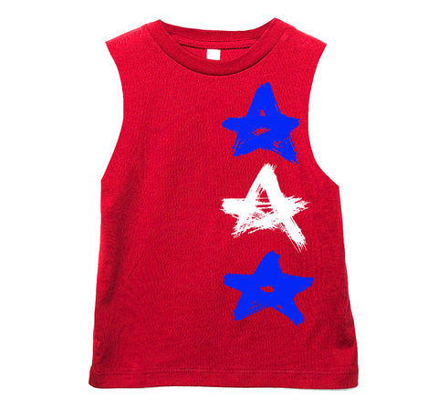 Distressed Stars  Muscle Tank, Red  (Infant, Toddler, Youth, Adult)