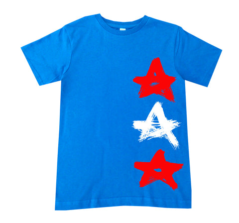 Distressed Stars  Tee, Neon Blue  (Infant, Toddler, Youth, Adult)