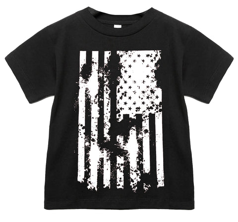 Distressed Flag Tee, Black (Infant, Toddler, Youth, Adult)