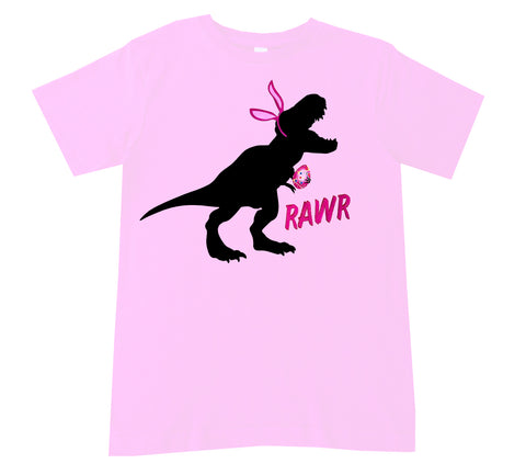 Dino Rawr Tee, Lt. Pink (Infant, Toddler, Youth, Adult)