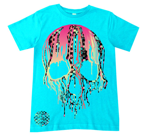 Check Distressed Drip Skull Tee, Tahiti (Infant, Toddler, Youth, Adult)