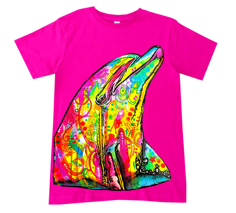 Neon Dolphin Tee, Hot Pink  (Infant, Toddler, Youth, Adult)