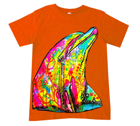 Neon Dolphin Tee, Orange  (Infant, Toddler, Youth, Adult)