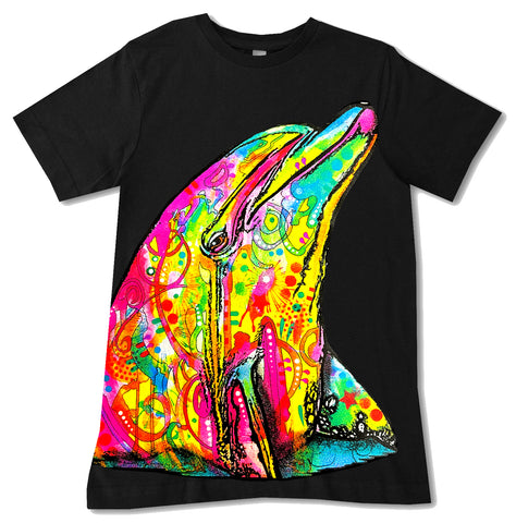 Neon Dolphin Tee, Black  (Infant, Toddler, Youth, Adult)