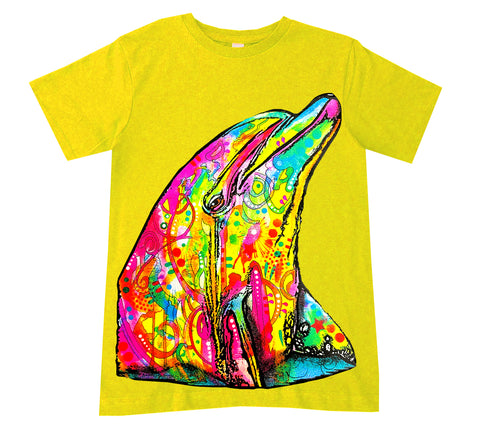 Neon Dolphin Tee, Yellow  (Infant, Toddler, Youth, Adult)