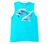 Dolphin Muscle Tank, Tahiti Blue (Infant, Toddler, Youth, Adult)