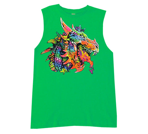 Neon Dragon Muscle Tank, Green  (Infant, Toddler, Youth, Adult)