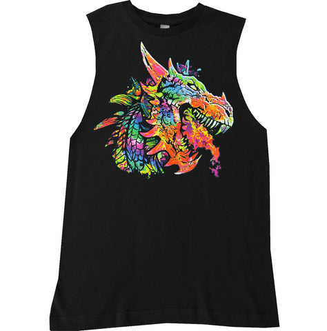 Neon Dragon Muscle Tank, Black  (Infant, Toddler, Youth, Adult)
