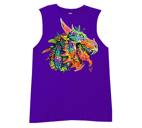 Neon Dragon Muscle Tank, Purple  (Infant, Toddler, Youth, Adult)