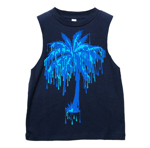 Drip Palm Muscle Tank, Navy   (Infant, Toddler, Youth, Adult)