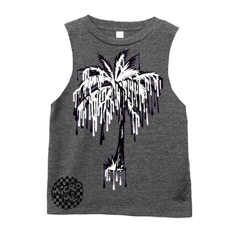 Drip Palm Muscle Tank, Dk. Heather (Infant, Toddler, Youth, Adult)