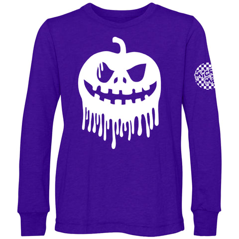 Drip Pumpkin Long Sleeve Shirt, Purple  (Infant, Toddler, Youth, Adult)