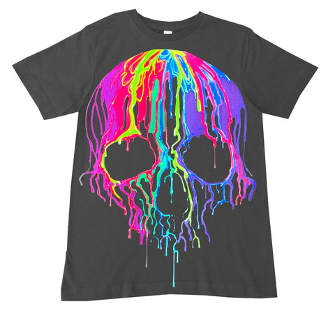 Neon drip SKULL Tee, Charcoal (Toddler, Youth,Adult)