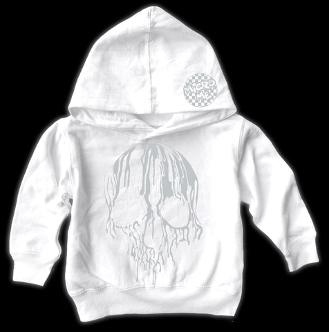 Whiteout Skull Drip Fleece Hoodie, White (Toddler, Youth, Adult)