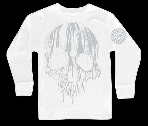 Whiteout Drip Skull LS, White (Infant, Toddler, Youth, Adult)