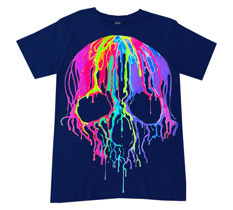 Neon drip SKULL Tee, Navy (Toddler, Youth,Adult)
