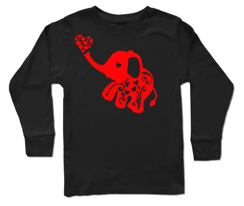 Elephant Love Long Sleeve Shirt, Black (Infant, Toddler, Youth, Adult)