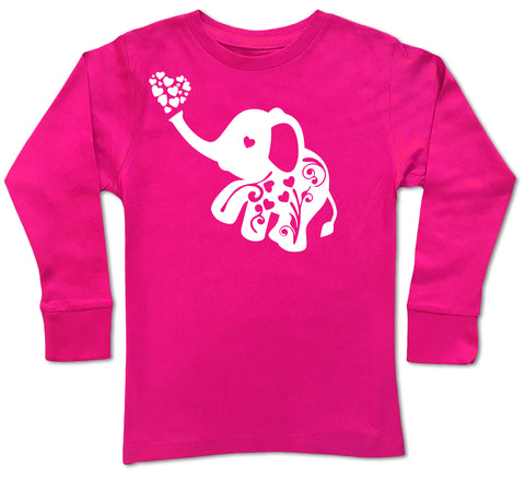 Elephant Love Long Sleeve Shirt, Hot PInk (Infant, Toddler, Youth, Adult)