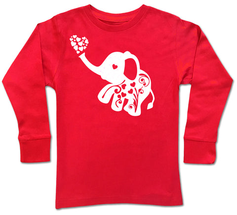 Elephant Love Long Sleeve Shirt, Red (Infant, Toddler, Youth, Adult)
