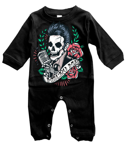 Elvis Skull Romper, Black- (Infant)