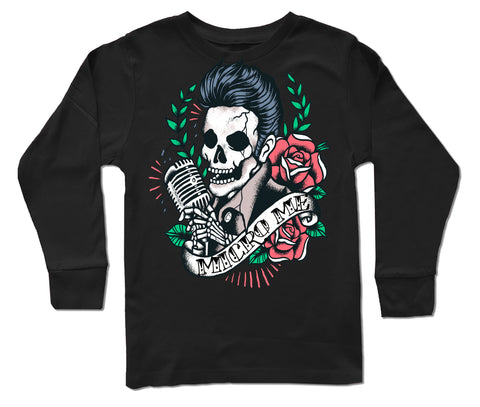 Elvis Skull  Long Sleeve Shirt, Black (Infant, Toddler, Youth)