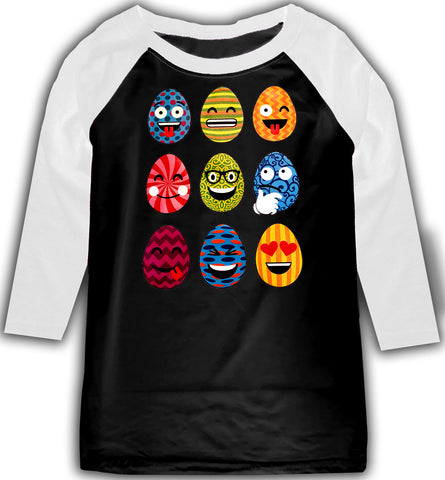 Emoji Eggs Raglan,  B/W (Toddler, Youth, Adult)