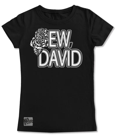 ED-Ew, David GIRLS Fitted Tee, Black (Toddler, Youth, Adult)