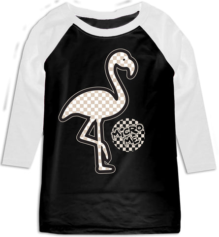 Natural Checks Flamingo Raglan, B/W (Toddler, Youth, Adult)