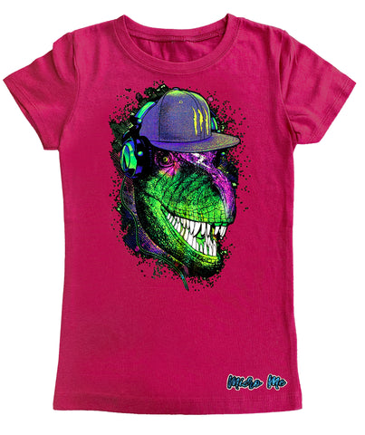 SS-Rock Dino GIRLS Fitted Tee, Hot PInk(Youth, Adult)