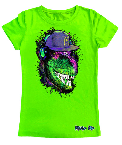 SS-Rock Dino GIRLS Fitted Tee, Neon Green(Youth, Adult)