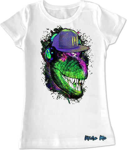 SS-Rock Dino GIRLS Fitted Tee, White (Youth, Adult)
